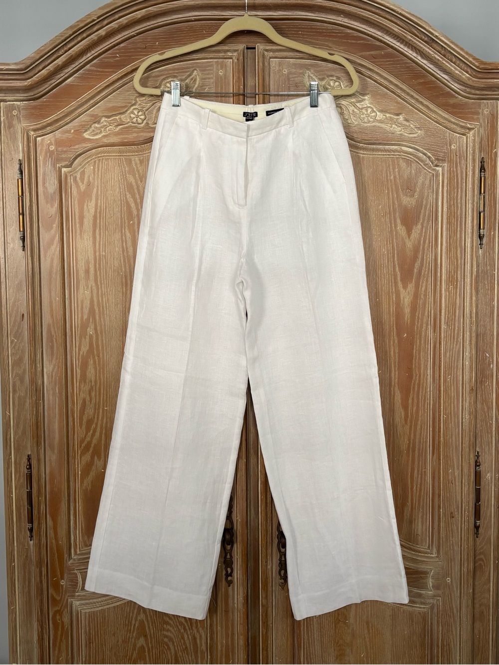 J. Crew Ivory Wide-Leg Linen Pants NWT